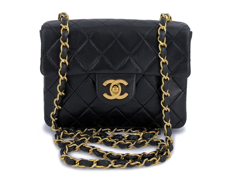 Chanel Vintage Black Square Mini Classic Flap Bag 24k GHW Lambskin –  Boutique Patina