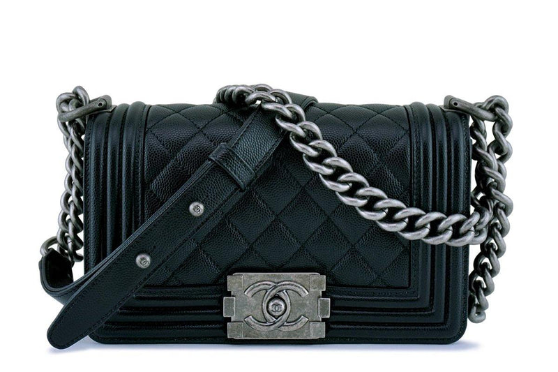 NIB Chanel Black Caviar Small Boy Classic Flap Bag RHW – Boutique