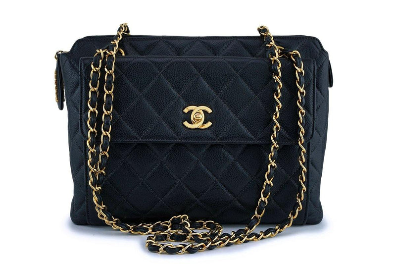 Chanel Vintage Black Caviar Flap Pocket Timeless Tote Bag 24k GHW –  Boutique Patina
