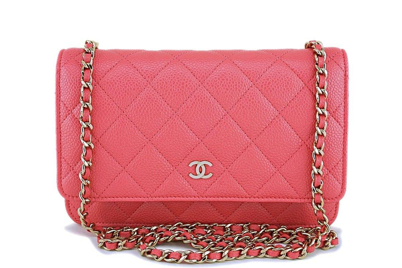 Chanel Classic Quilted WOC Crossbody Bag Pink in Leather with Gold