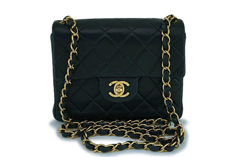 Chanel Black Vintage Classic Square Mini Flap Bag 24k GHW