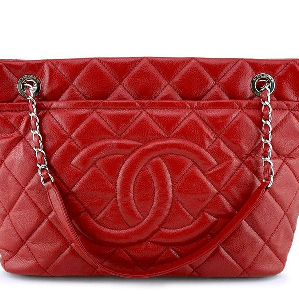 Chanel Red Caviar Quilted Timeless Tote GST Grand Shopping Bag