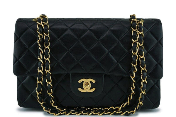 Chanel Black Lambskin Medium Classic Double Flap Bag 24k Gold Plated - Boutique Patina