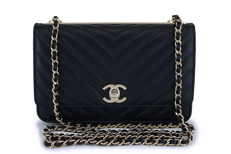 NIB Chanel Black Classic Trendy CC Wallet on Chain WOC Mini Flap Bag GHW - Boutique Patina