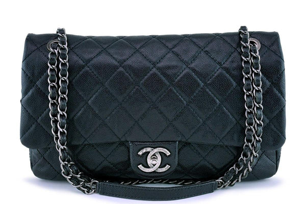 Chanel Black Caviar Jumbo-sized Classic Easy Flap Bag - Boutique Patina