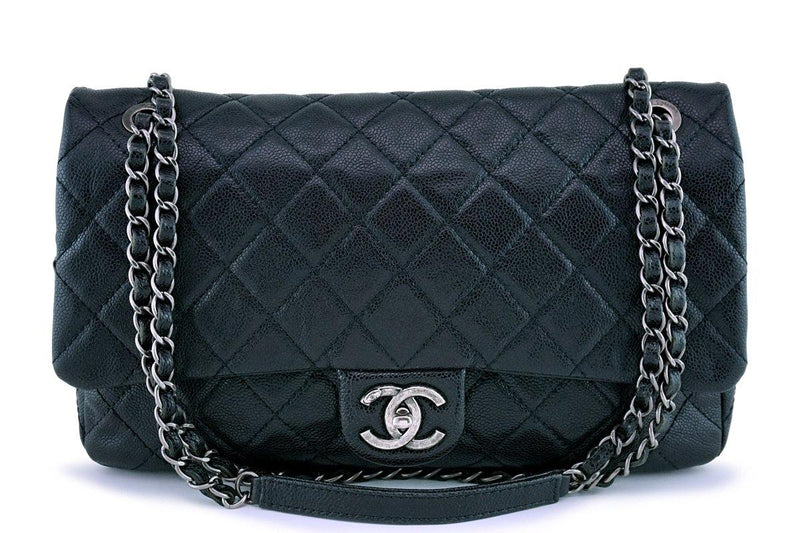Chanel Black Caviar Jumbo-sized Classic Easy Flap Bag – Boutique