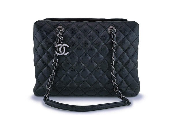 Chanel Black Caviar Classic Quilted Business Tote Bag RHW - Boutique Patina