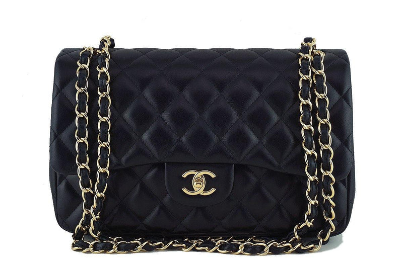 Chanel Black Lambskin Jumbo 2.55 Classic Double Flap Bag - Boutique Patina