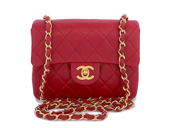Burgundy Chanel Square Mini in Lambskin with GHW