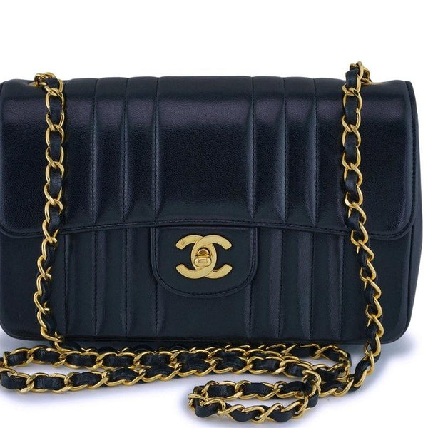 Chanel Vintage Black Lambskin Small Mademoiselle Classic Flap