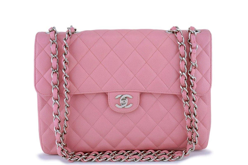 Chanel Pink Caviar Jumbo Quilted Classic 2.55 Flap Bag SHW