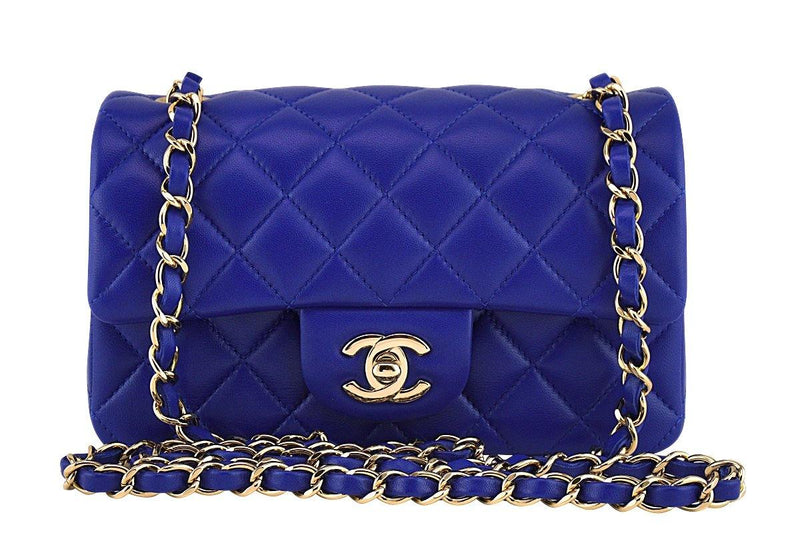 New 17B Chanel Blue Electric Classic Quilted Mini 2.55 Flap Bag GHW - Boutique Patina