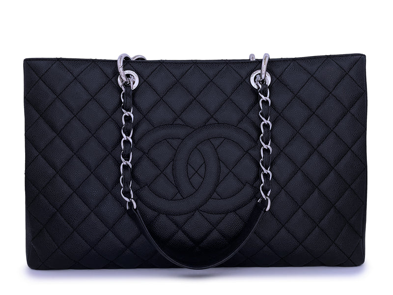Chanel Black Caviar XL GST Grand Shopper Shopping Tote Bag SHW