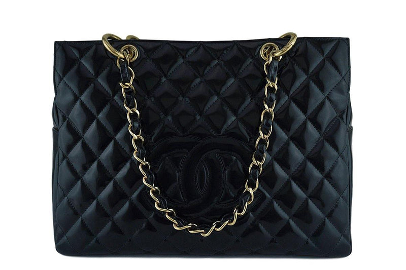 Chanel Black Patent Classic Grand Shopper Tote GST Bag GHW – Boutique ...