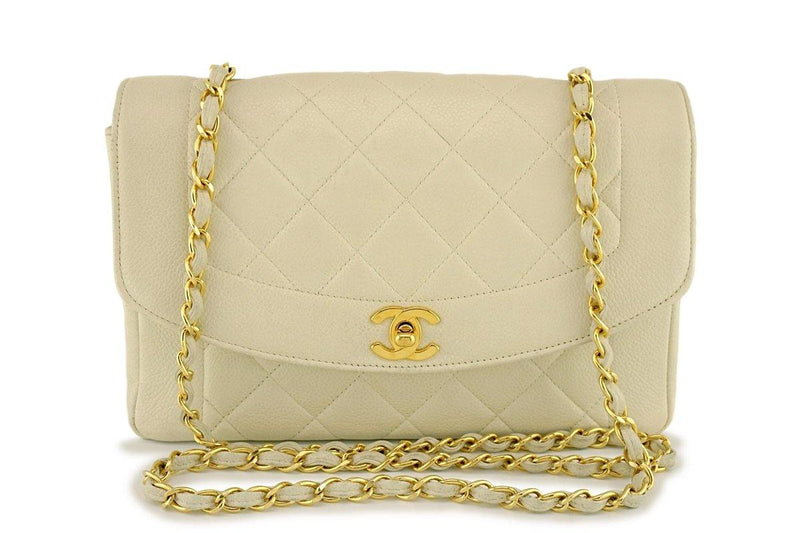 Chanel Vintage Light Beige Caviar Quilted Classic Diana Flap Bag –  Boutique Patina