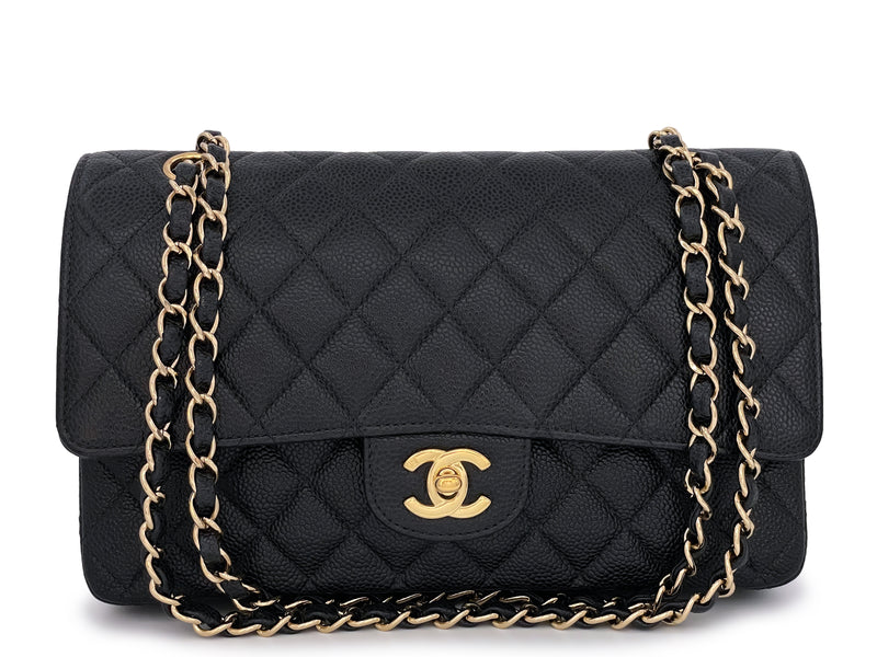 Chanel 2002 Vintage Black Caviar Medium Classic Double Flap Bag 24k GHW - Boutique Patina