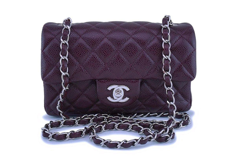 Chanel Burgundy Caviar Rectangular Classic Mini Flap Bag SHW