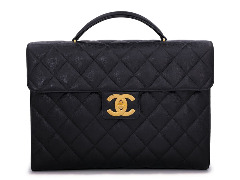 Chanel Vintage Black Caviar Briefcase Tote Bag 24k GHW – Boutique