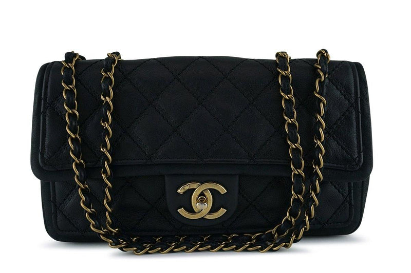 Chanel Black Aged Calf Framed Medium Classic Flap Bag - Boutique Patina