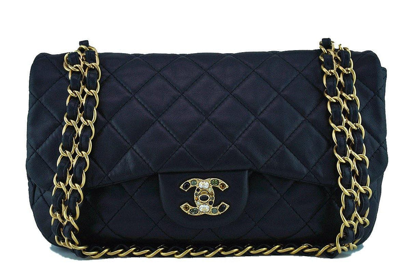 Chanel Black Precious Jewel Limited Jumbo Flap Bag - Boutique Patina
