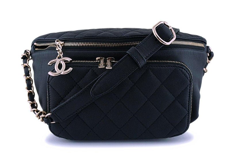 NIB Chanel Black Caviar Business Affinity Fanny Pack Waist Belt