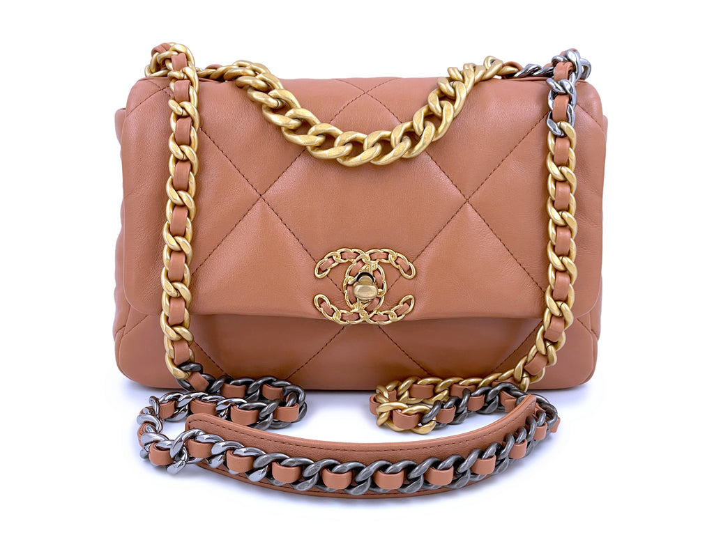 Authentic Chanel 19 Small Caramel Beige Brown Bag 21K *NEW w/ Tags!*