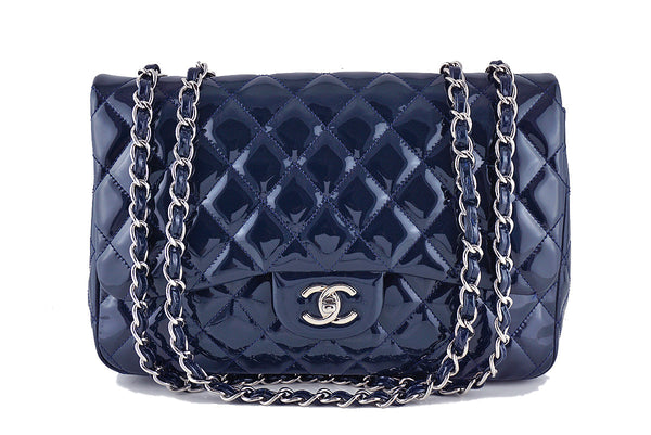 Chanel Navy Patent Jumbo 2.55 Classic Flap Bag - Boutique Patina