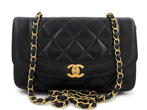 Chanel Vintage Black Small Diana Bag Lambskin 24k GHW - Boutique Patina