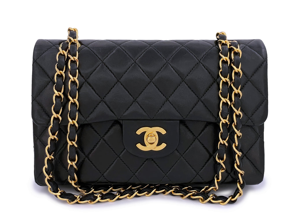Chanel 1998 Vintage Black Small Classic Double Flap Bag 24k GHW