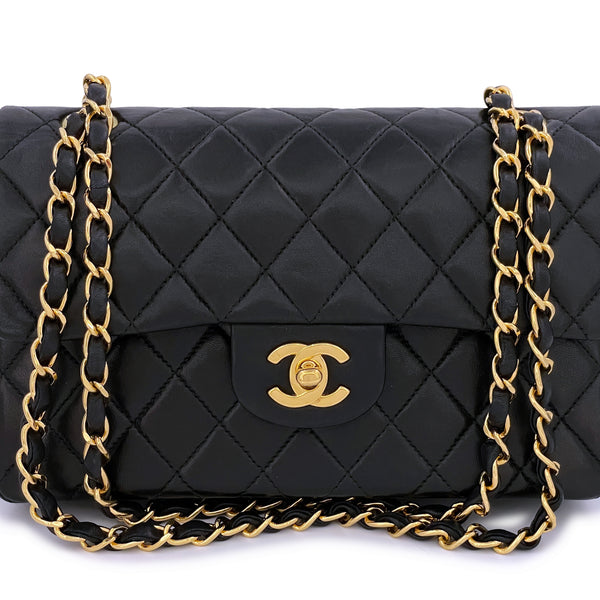 Chanel 1998 Vintage Black Small Classic Double Flap Bag 24k GHW