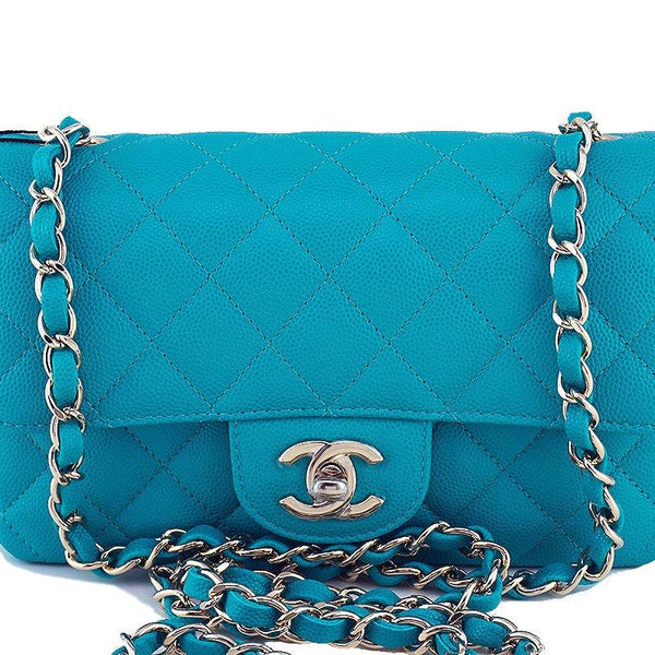 ep_vintage luxury Store - Lamb - Matelasse - Turquoise - Chain - Bag - Blue  – dct - Chanel sleeveless top - Shoulder - CHANEL - Mini - Skin