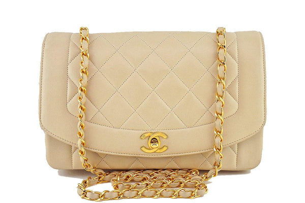 Chanel Light Beige Vintage Quilted Classic "Diana" Shoulder Flap Bag - Boutique Patina