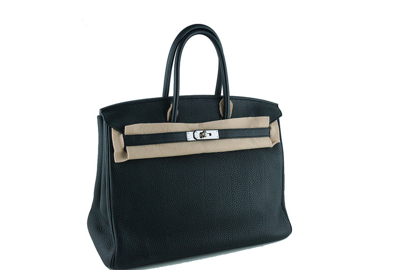 Hermes 35cm Birkin Bag, Black Togo PHW "O" Stamp - Boutique Patina