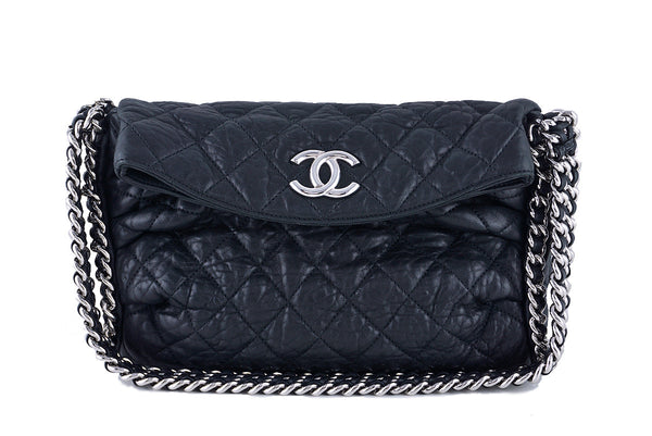 Chanel Aged Caviar Leather Boy Hobo Quilted Shoulder Tote CC Charm