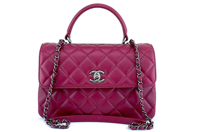 17K Chanel Dark Pink Medium-Large Trendy CC Classic Handle Kelly Flap Tote Bag - Boutique Patina