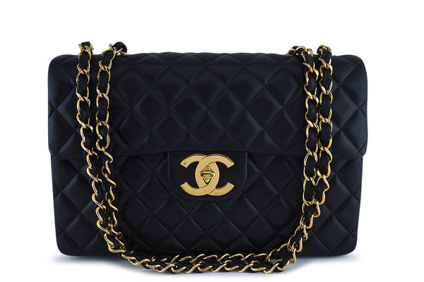 Chanel Black Vintage Maxi Jumbo XL Classic Lambskin Flap Bag - Boutique Patina