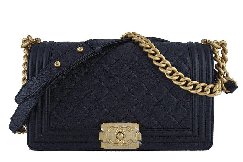 NIB 17A Chanel Black Caviar Boy Classic Flap Medium Bag - Boutique Patina