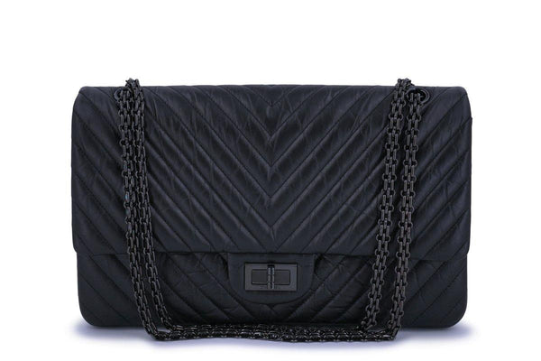 Chanel So Black Reissue Large Classic Double Flap Bag 2.55 227 Jumbo - Boutique Patina