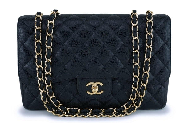 Chanel Black Caviar Classic Jumbo Flap Bag GHW - Boutique Patina