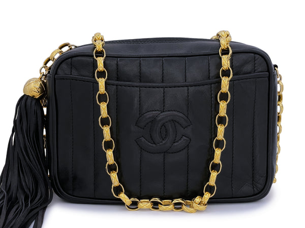 Chanel - Black Lambskin Pocket Camera Bag Medium