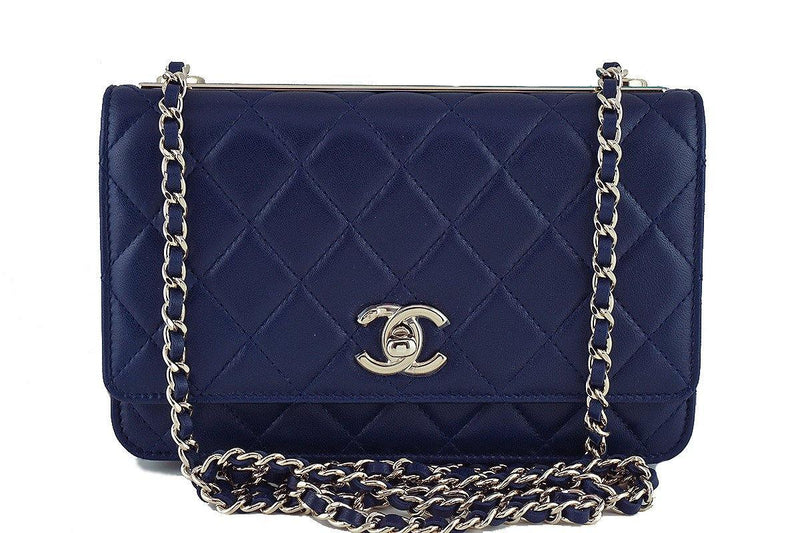 NWT 16K Chanel Blue Trendy CC Classic Wallet on Chain WOC Flap Bag Rare - Boutique Patina