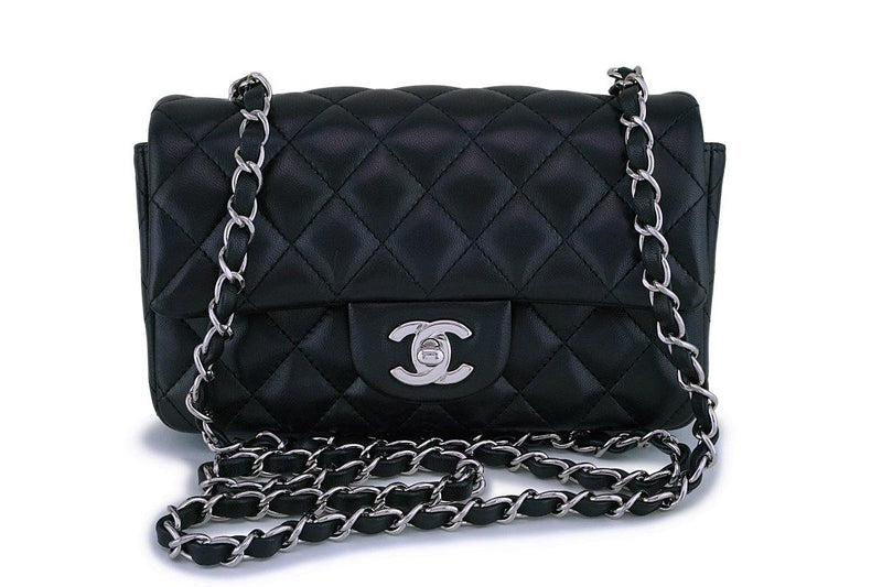 Chanel Black Lambskin Rectangular Mini Classic Flap Bag SHW