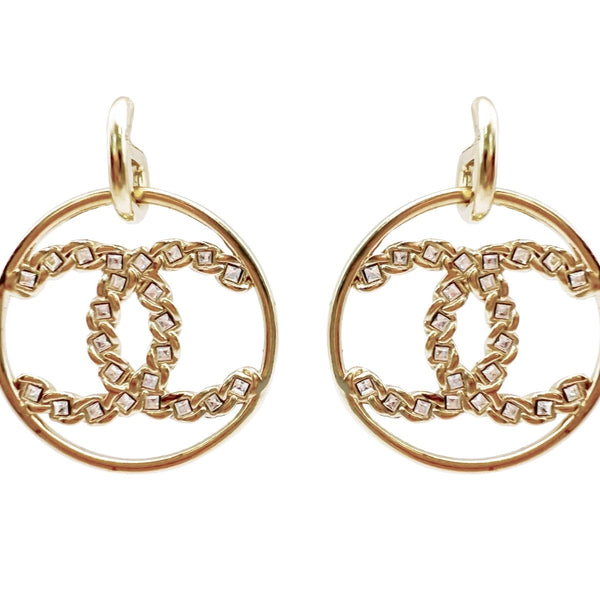 Chanel 19P High Society Crystal CC Hoop Drop Earrings – Boutique Patina