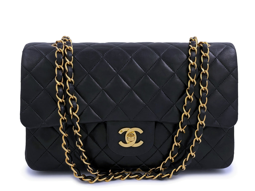 Chanel 1994 Vintage Black Medium Classic Double Flap Bag 24k GHW Lambskin -  Boutique Patina