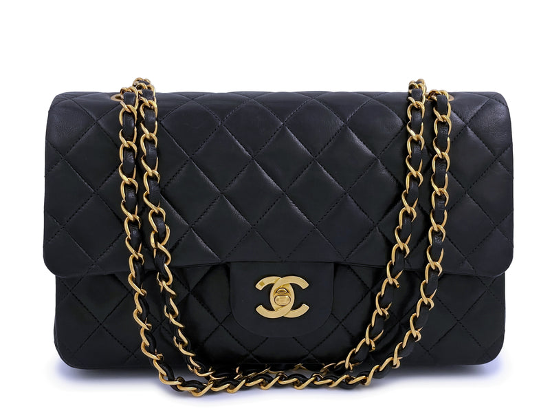 Chanel 1994 Vintage Black Medium Classic Double Flap Bag 24k GHW