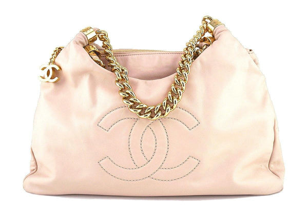 Chanel Beige Soft Chunky Chain Rodeo Drive Hobo Tote Bag - Boutique Patina