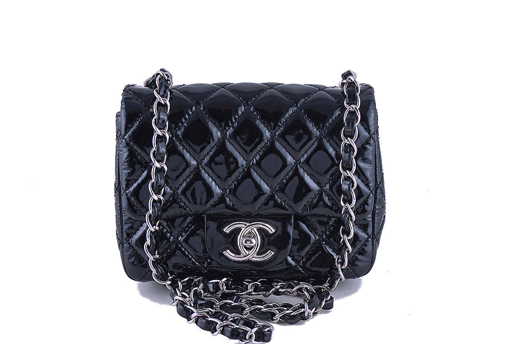 Chanel Mini Flap, Black Patent Square Classic 2.55 Bag – Boutique