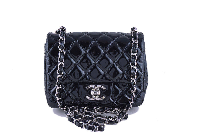 Chanel Mini Flap, Black Patent Square Classic 2.55 Bag - Boutique Patina