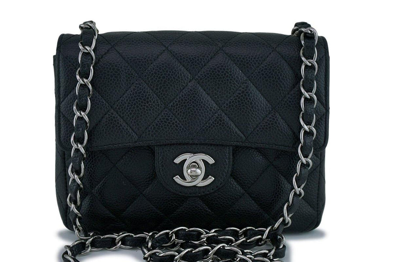 Chanel Black Classic Caviar Quilted Square Mini Flap Bag SHW - Boutique Patina