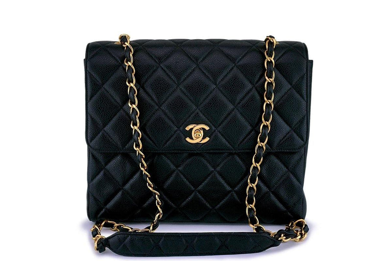 Chanel Vintage Caviar Classic Tall Medium Flap Bag 24k GHW